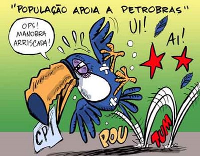 CPI do PSDB contra a Petrobrás mostra-se uma manobra muito arriscada - A população brasileira apóia a Petrobrás e é contra sua privatização   -   charge: Bira
