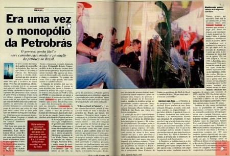 Como o governo FHC permitiu que as corporações petrolíferas estrangeiras pudesem extrair petróleo do Brasil - "Era uma vez o monopólio da Petrobrás"  - Revista VEJA de 14/06/1995