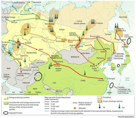 Oleodutos na Eurásia - Rússia e China
